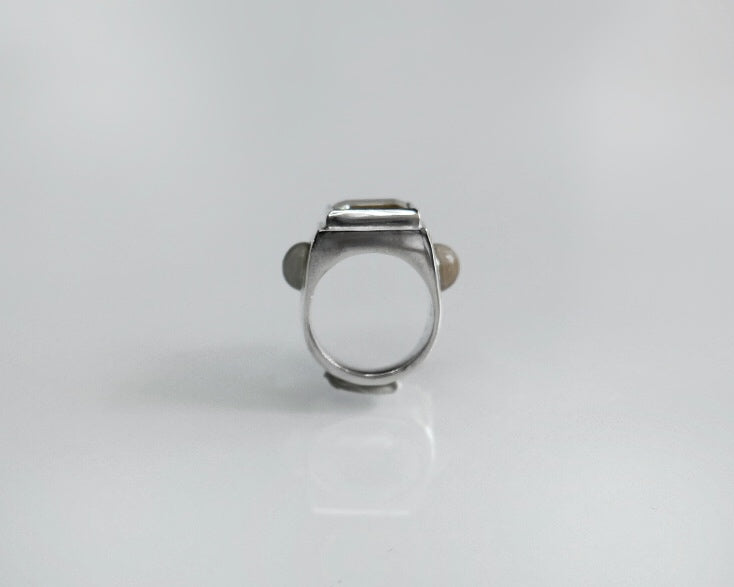 Vice Ring Citrine & White Quartz